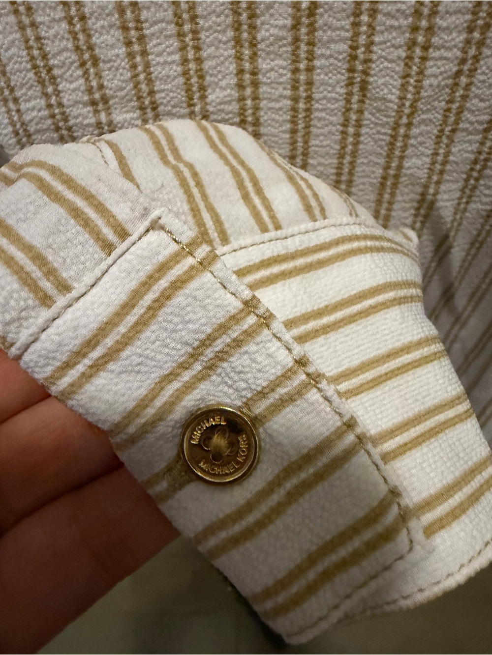 ****Set of 2 Michael Kors Cream and Tan Button-Down Shirt & 1 front zip - Picture 8 of 8